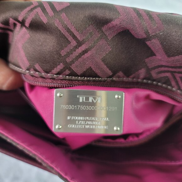 TUMI Signature Burgundy Canvas Messenger Bag - Picture 9 of 10